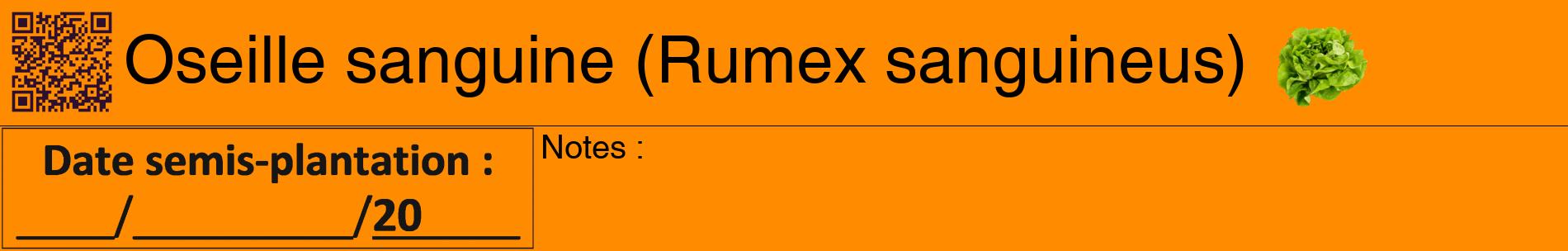 Étiquette de : Rumex sanguineus - format a - style noire23basiquehel avec qrcode et comestibilité simplifiée