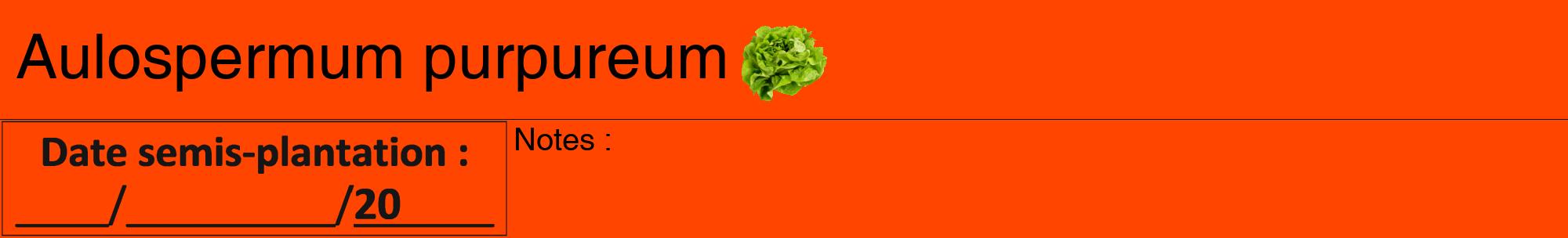 Étiquette de : Aulospermum purpureum - format a - style noire26hel avec comestibilité simplifiée