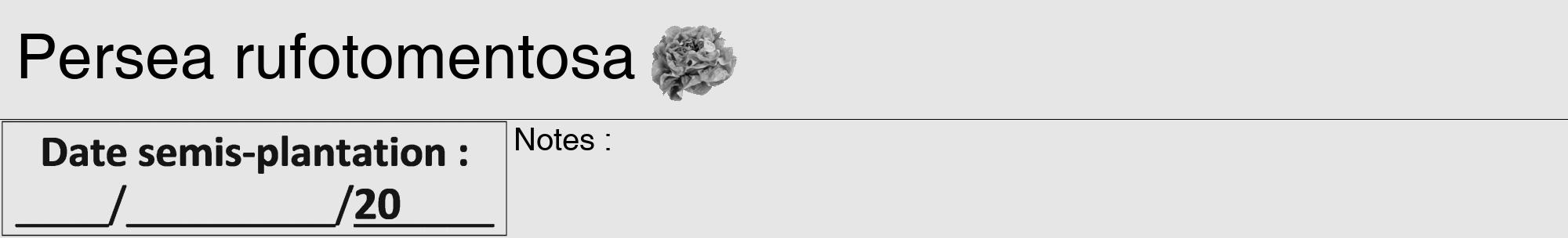 Étiquette de : Persea rufotomentosa - format a - style noire18hel avec comestibilité simplifiée