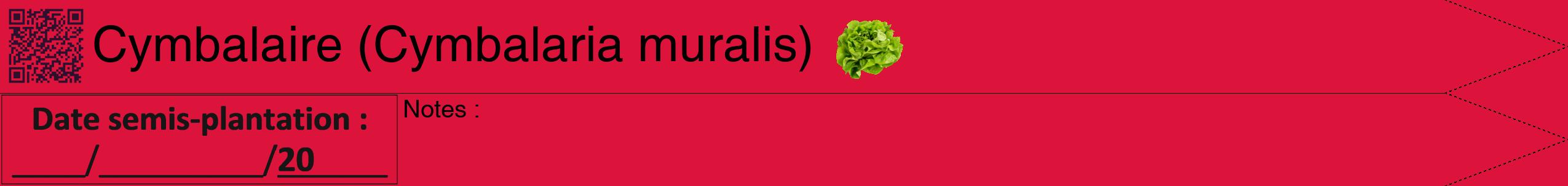 Étiquette de : Cymbalaria muralis - format b - style noire36hel avec qrcode et comestibilité simplifiée