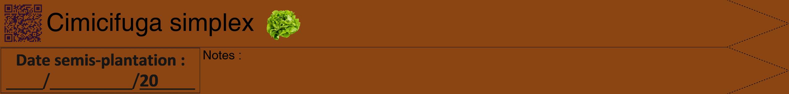 Étiquette de : Cimicifuga simplex - format b - style noire30hel avec qrcode et comestibilité simplifiée
