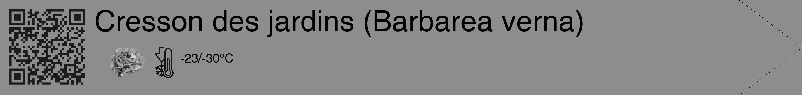 Étiquette de : Barbarea verna - format c - style noire2_simple_simplehel avec qrcode et comestibilité simplifiée