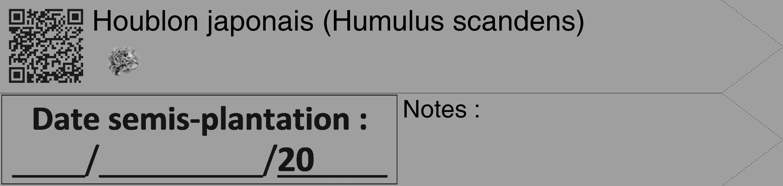Étiquette de : Humulus scandens - format c - style noire24_simple_simplehel avec qrcode et comestibilité simplifiée