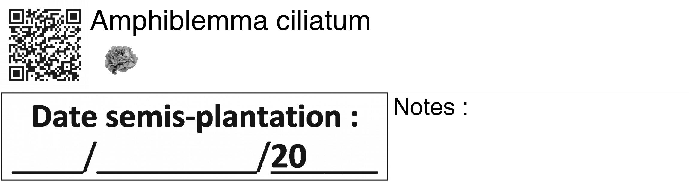 Étiquette de : Amphiblemma ciliatum - format c - style noire60_basiquegrrvhel avec qrcode et comestibilité simplifiée