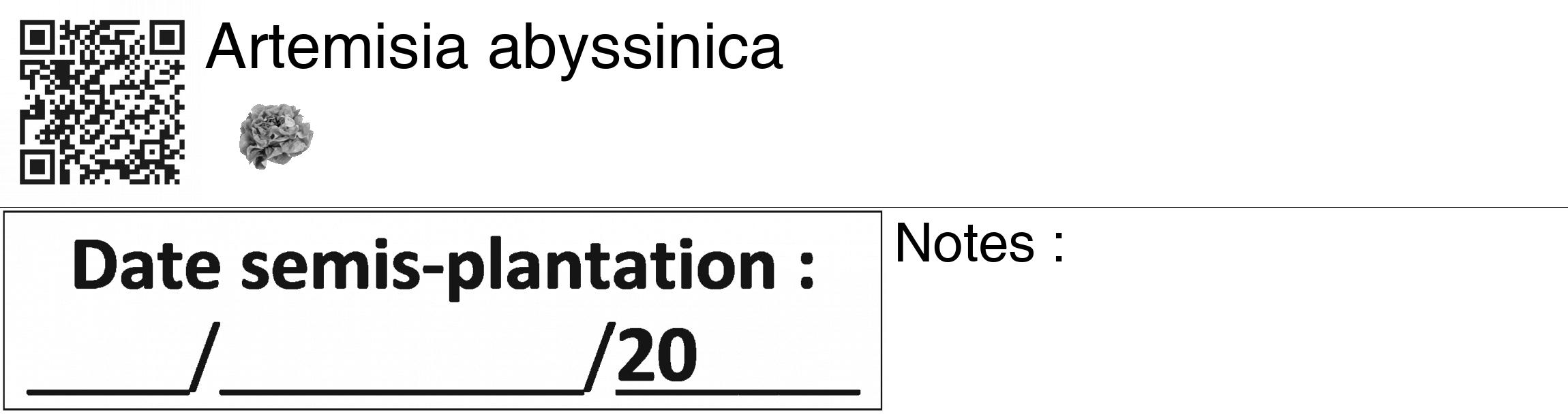 Étiquette de : Artemisia abyssinica - format c - style noire60_basiquegrrvhel avec qrcode et comestibilité simplifiée