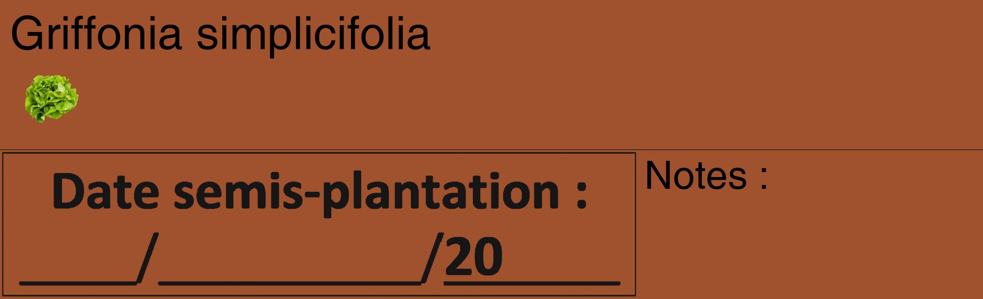 Étiquette de : Griffonia simplicifolia - format c - style noire32_basique_basiquehel avec comestibilité simplifiée