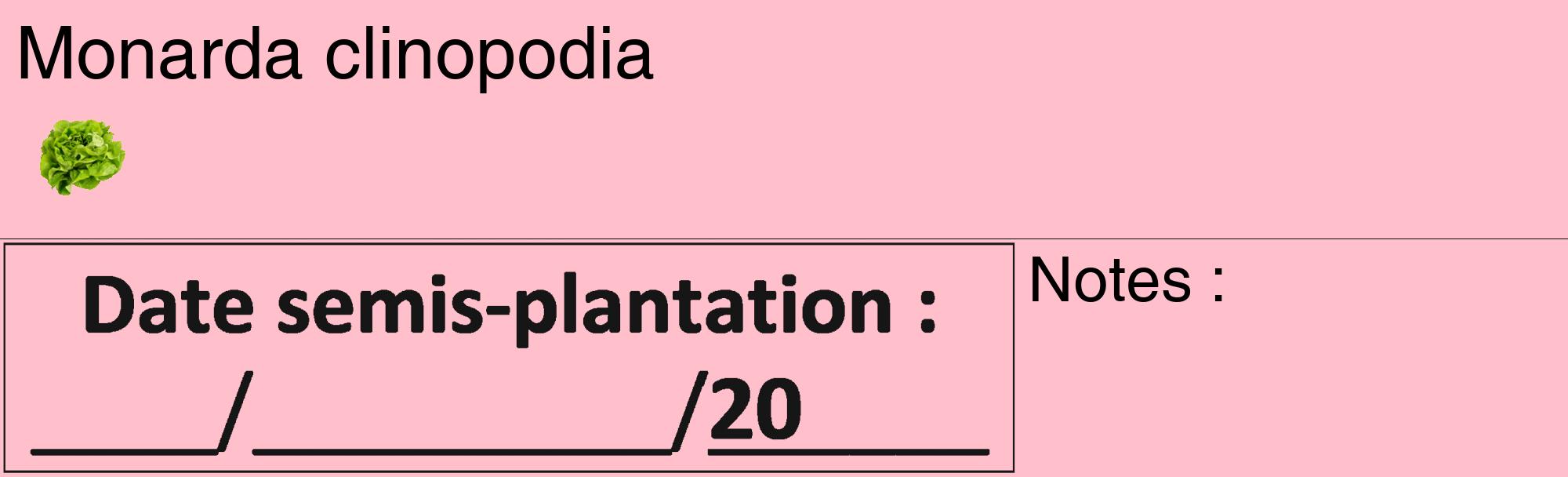 Étiquette de : Monarda clinopodia - format c - style noire40_basique_basiquehel avec comestibilité simplifiée