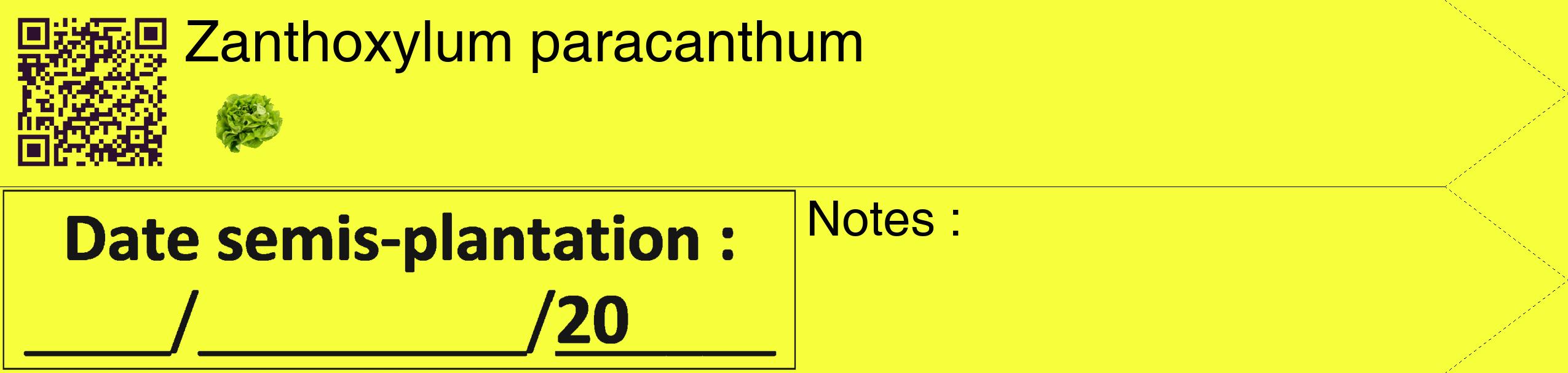 Étiquette de : Zanthoxylum paracanthum - format c - style noire18_simple_simplehel avec qrcode et comestibilité simplifiée
