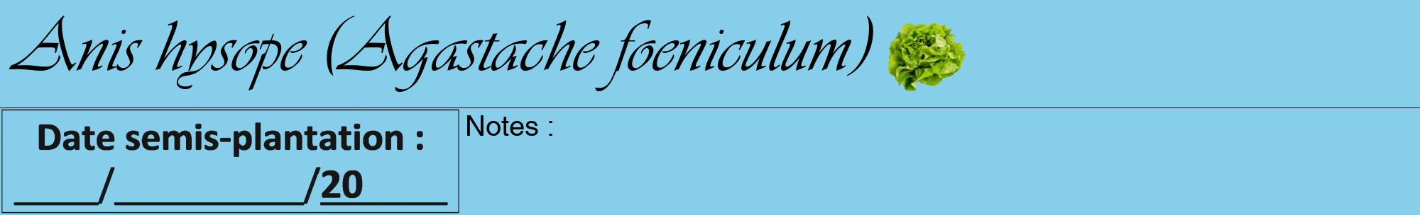 Étiquette de : Agastache foeniculum - format a - style noire1viv avec comestibilité simplifiée
