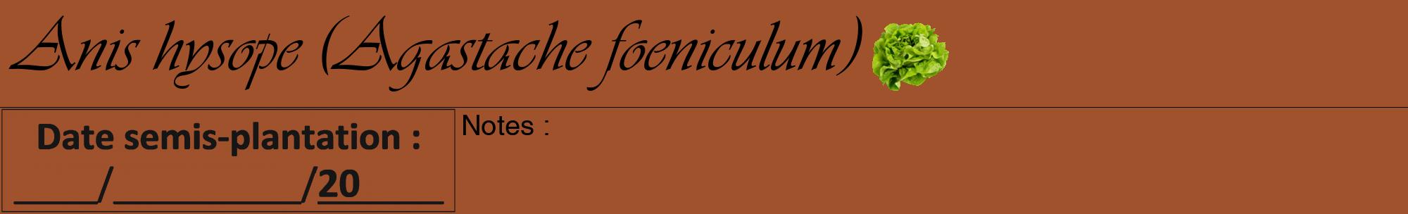 Étiquette de : Agastache foeniculum - format a - style noire32basiqueviv avec comestibilité simplifiée