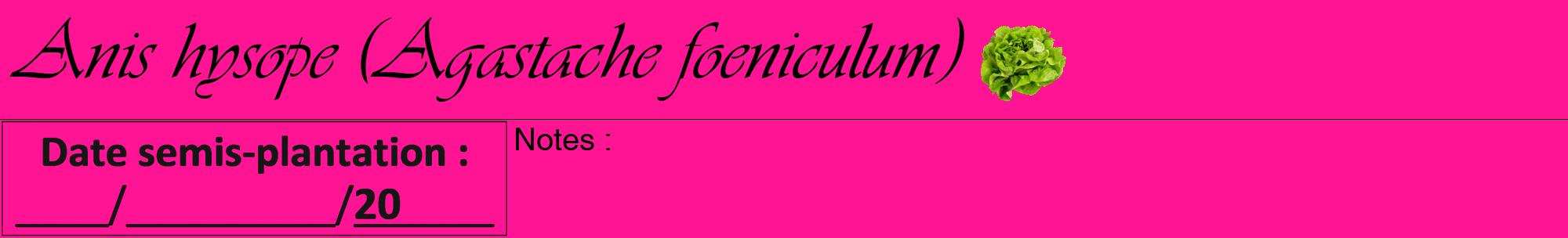 Étiquette de : Agastache foeniculum - format a - style noire43viv avec comestibilité simplifiée