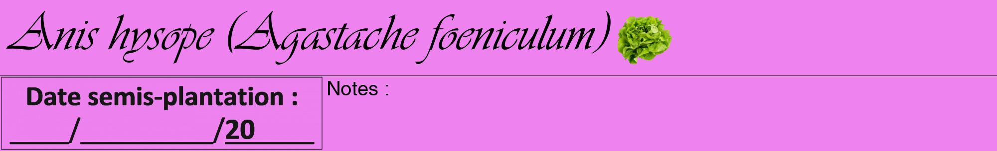 Étiquette de : Agastache foeniculum - format a - style noire53viv avec comestibilité simplifiée
