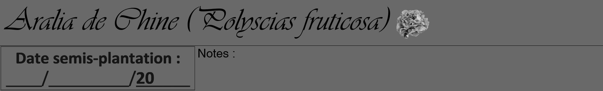 Étiquette de : Polyscias fruticosa - format a - style noire51viv avec comestibilité simplifiée