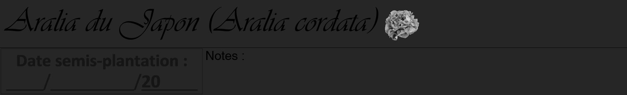 Étiquette de : Aralia cordata - format a - style noire29viv avec comestibilité simplifiée