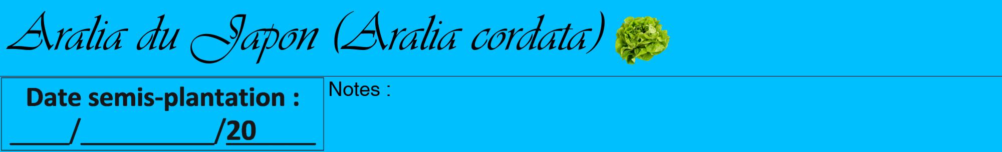 Étiquette de : Aralia cordata - format a - style noire2viv avec comestibilité simplifiée