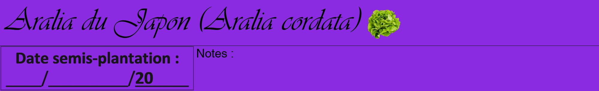 Étiquette de : Aralia cordata - format a - style noire49viv avec comestibilité simplifiée