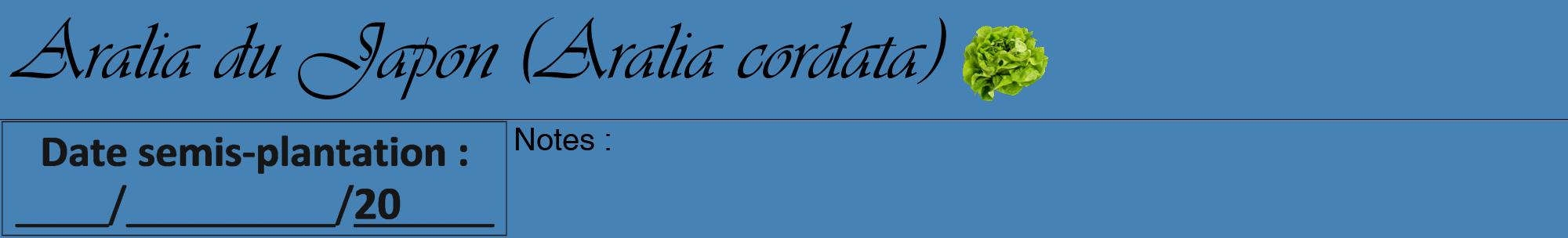 Étiquette de : Aralia cordata - format a - style noire5viv avec comestibilité simplifiée