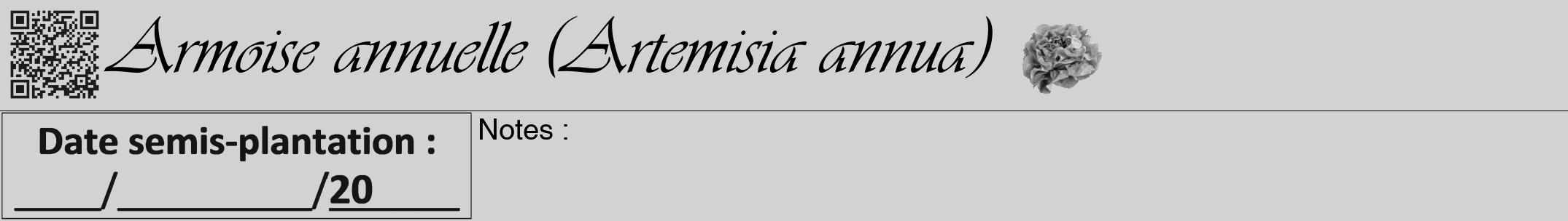 Étiquette de : Artemisia annua - format a - style noire14viv avec qrcode et comestibilité simplifiée
