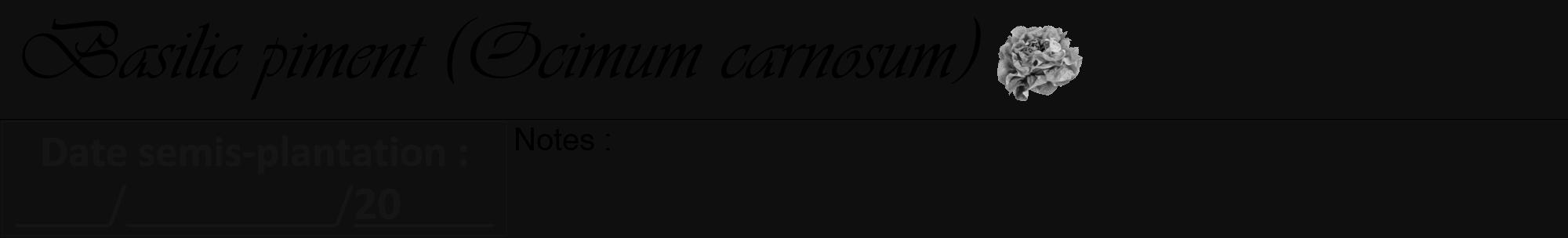Étiquette de : Ocimum carnosum - format a - style noire7viv avec comestibilité simplifiée