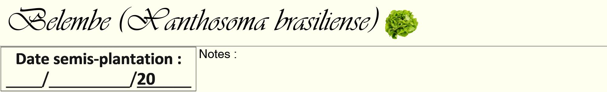 Étiquette de : Xanthosoma brasiliense - format a - style noire19viv avec comestibilité simplifiée