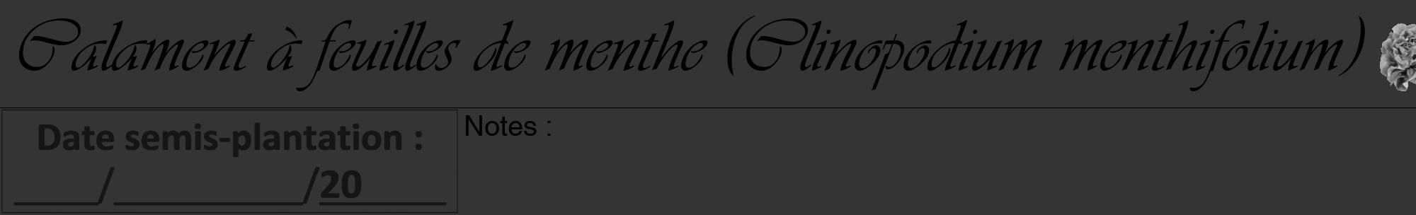 Étiquette de : Clinopodium menthifolium - format a - style noire46viv avec comestibilité simplifiée