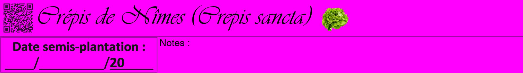 Étiquette de : Crepis sancta - format a - style noire51viv avec qrcode et comestibilité simplifiée