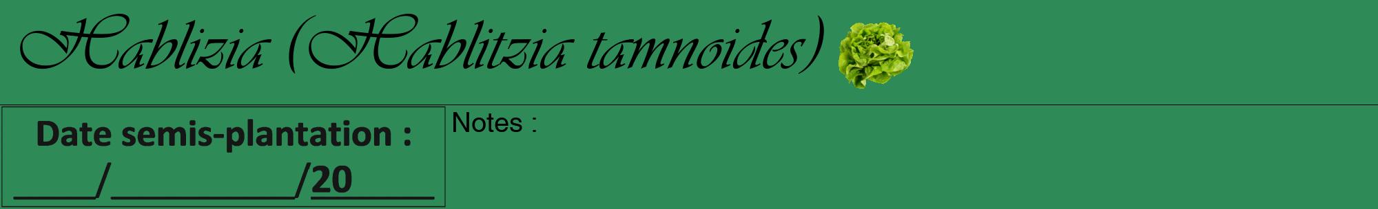 Étiquette de : Hablitzia tamnoides - format a - style noire11viv avec comestibilité simplifiée