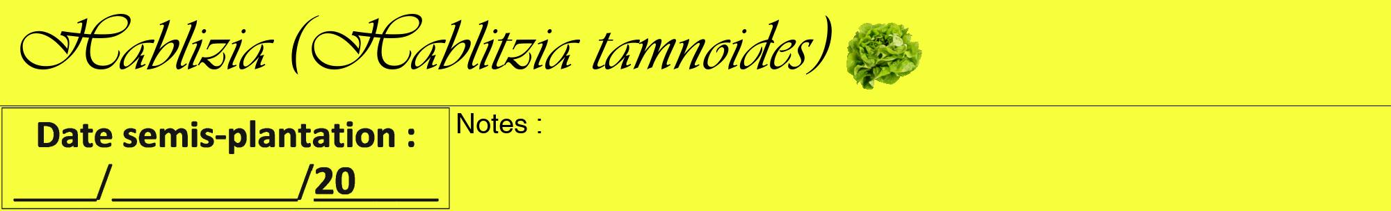 Étiquette de : Hablitzia tamnoides - format a - style noire18viv avec comestibilité simplifiée