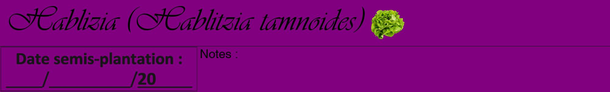 Étiquette de : Hablitzia tamnoides - format a - style noire46viv avec comestibilité simplifiée