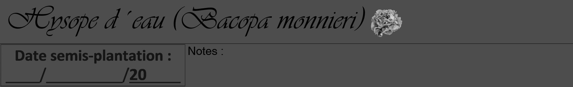 Étiquette de : Bacopa monnieri - format a - style noire28viv avec comestibilité simplifiée