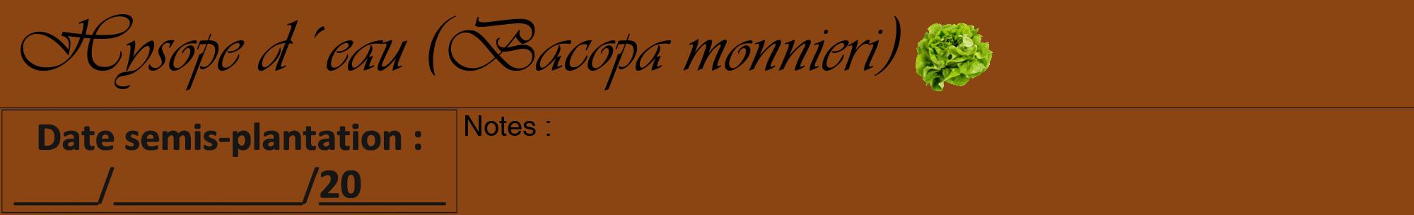 Étiquette de : Bacopa monnieri - format a - style noire30viv avec comestibilité simplifiée