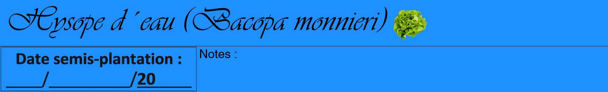 Étiquette de : Bacopa monnieri - format a - style noire3viv avec comestibilité simplifiée