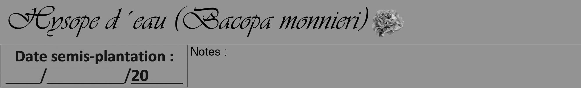 Étiquette de : Bacopa monnieri - format a - style noire44viv avec comestibilité simplifiée