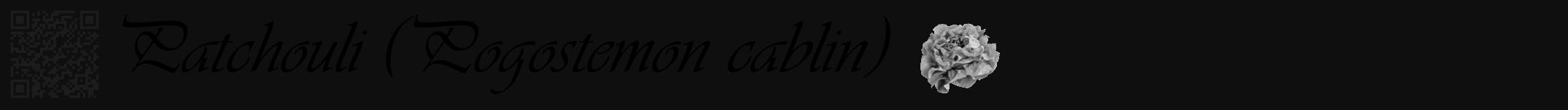 Étiquette de : Pogostemon cablin - format a - style noire7viv avec qrcode et comestibilité simplifiée