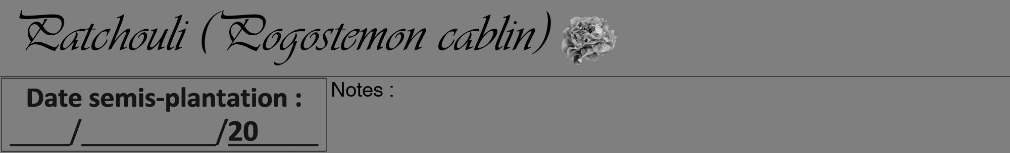 Étiquette de : Pogostemon cablin - format a - style noire57viv avec comestibilité simplifiée