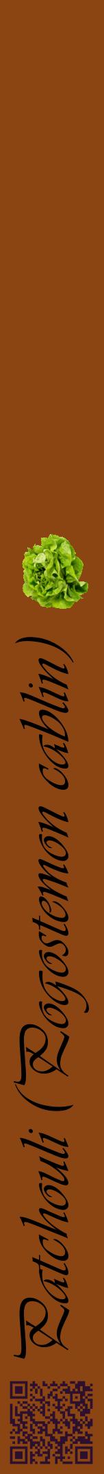 Étiquette de : Pogostemon cablin - format a - style noire30viv avec qrcode et comestibilité simplifiée