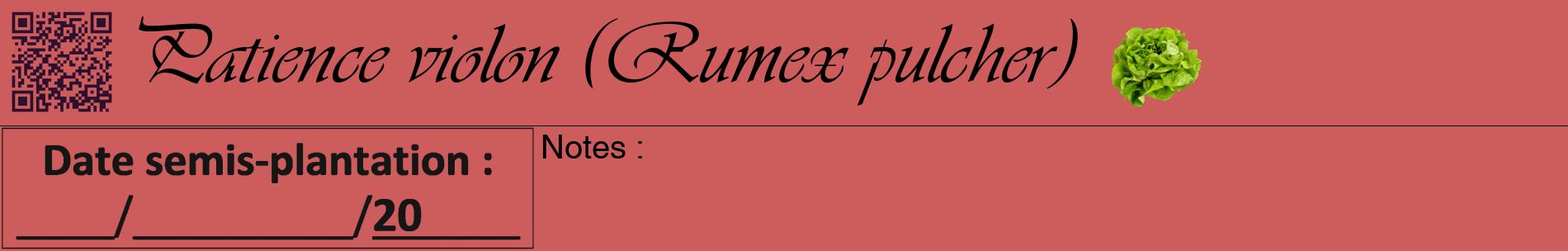 Étiquette de : Rumex pulcher - format a - style noire35basiqueviv avec qrcode et comestibilité simplifiée