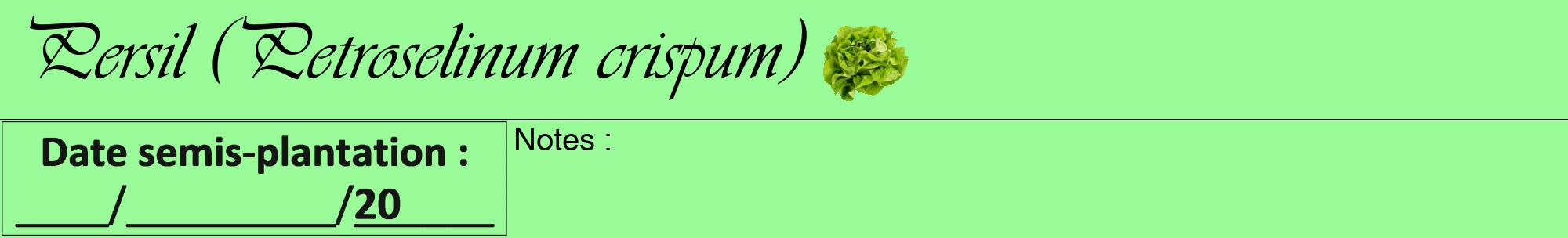 Étiquette de : Petroselinum crispum - format a - style noire14viv avec comestibilité simplifiée