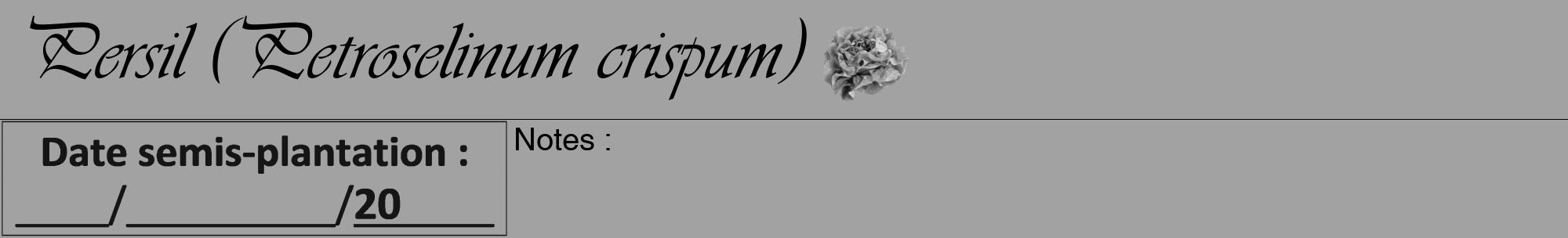 Étiquette de : Petroselinum crispum - format a - style noire38viv avec comestibilité simplifiée