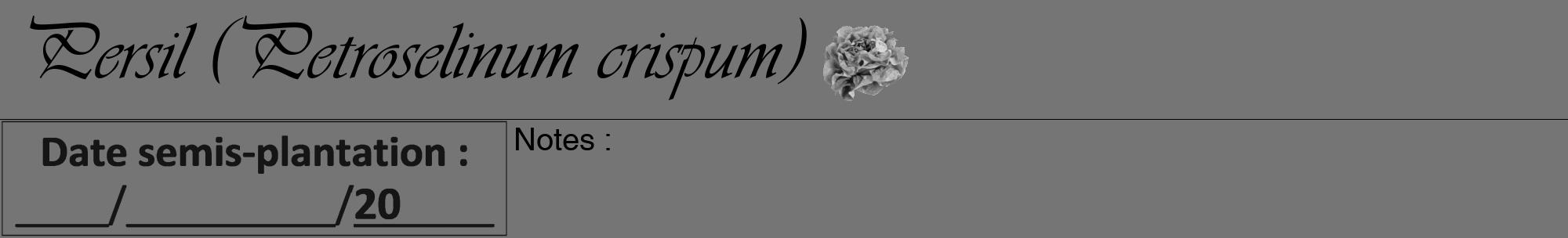 Étiquette de : Petroselinum crispum - format a - style noire5viv avec comestibilité simplifiée