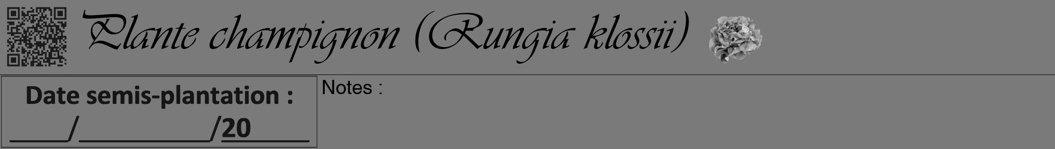 Étiquette de : Rungia klossii - format a - style noire3simpleviv avec qrcode et comestibilité simplifiée