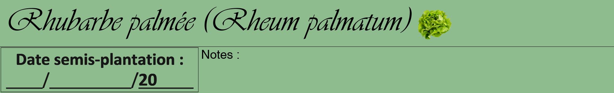 Étiquette de : Rheum palmatum - format a - style noire13viv avec comestibilité simplifiée