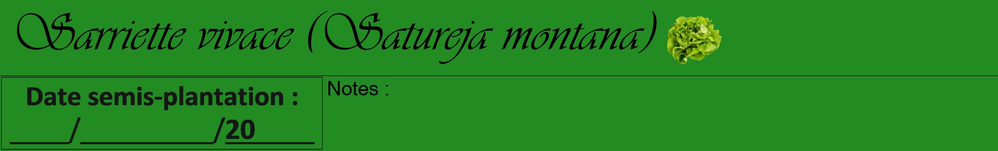 Étiquette de : Satureja montana - format a - style noire10viv avec comestibilité simplifiée