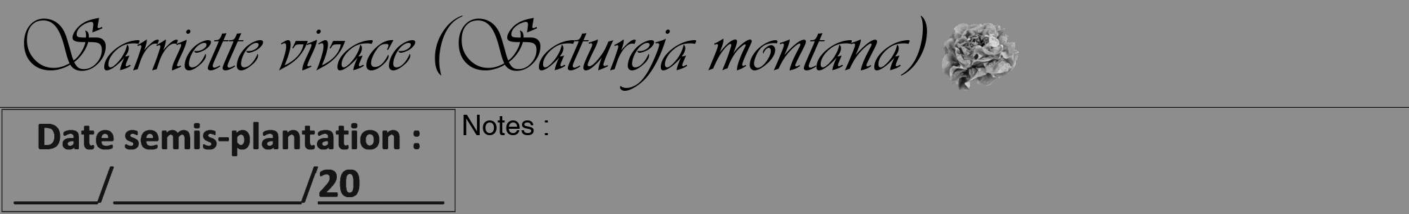 Étiquette de : Satureja montana - format a - style noire2viv avec comestibilité simplifiée