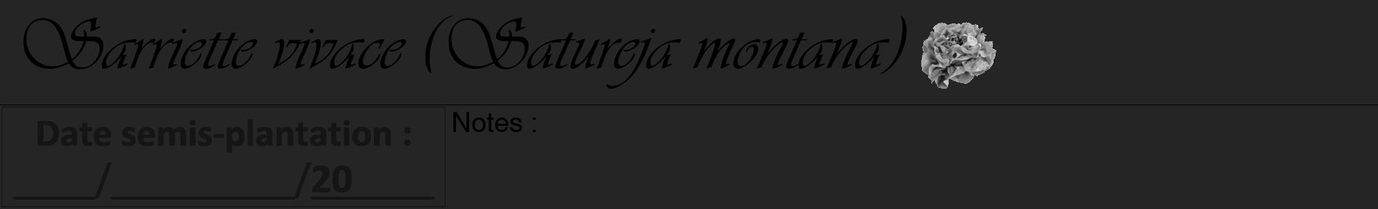 Étiquette de : Satureja montana - format a - style noire47viv avec comestibilité simplifiée