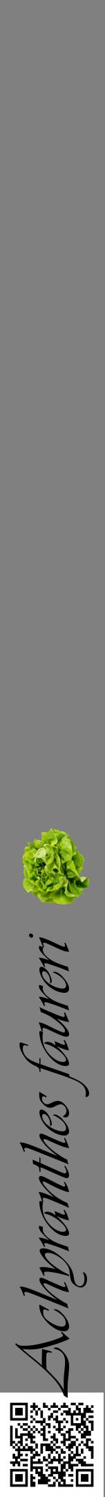 Étiquette de : Achyranthes faureri - format a - style noire57viv avec qrcode et comestibilité simplifiée