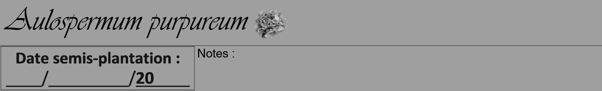 Étiquette de : Aulospermum purpureum - format a - style noire24viv avec comestibilité simplifiée