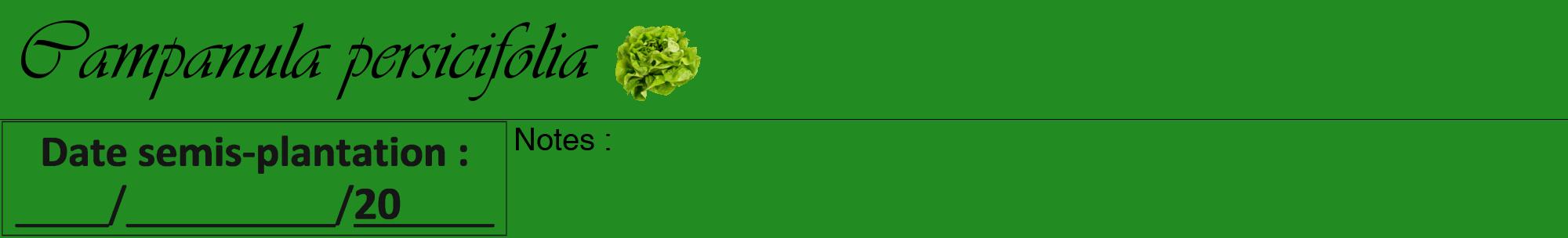 Étiquette de : Campanula persicifolia - format a - style noire10viv avec comestibilité simplifiée