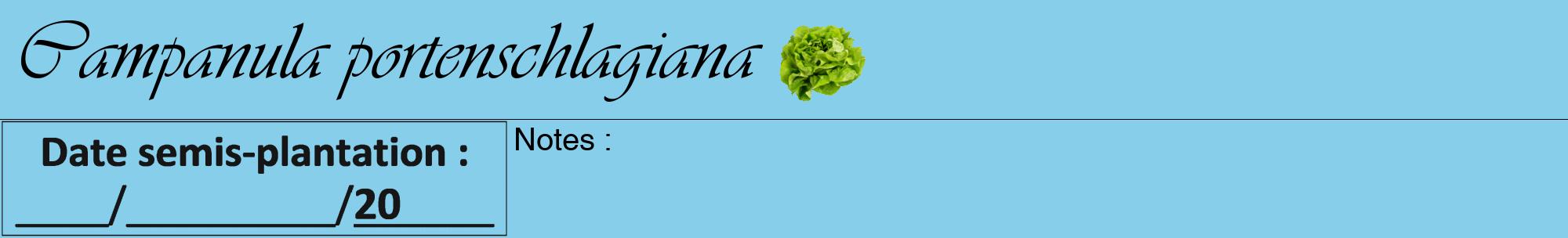 Étiquette de : Campanula portenschlagiana - format a - style noire1viv avec comestibilité simplifiée