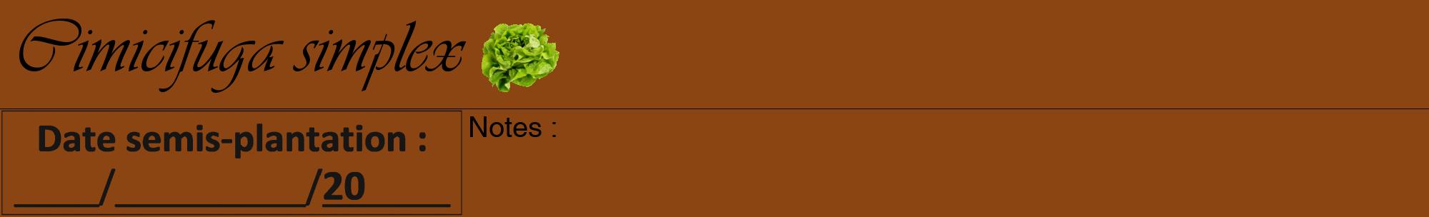 Étiquette de : Cimicifuga simplex - format a - style noire30viv avec comestibilité simplifiée